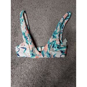 Women's XS Tori Praver Swimwear Seafoam Floral Bikini Top